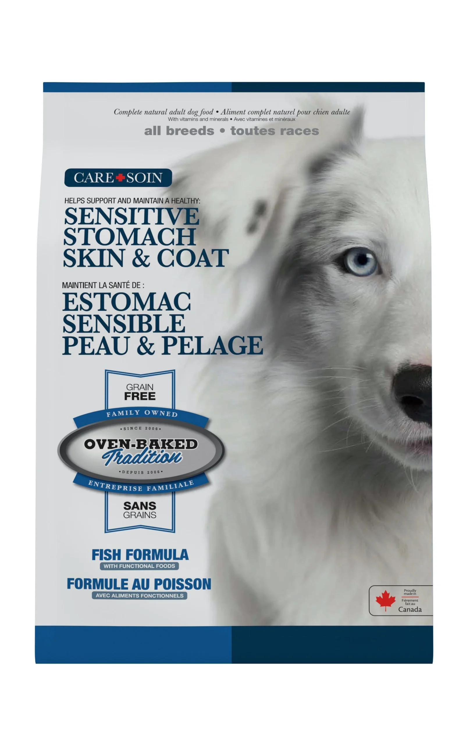 Nourriture sèche sans grains pour chien, peau et estomac, Oven-Baked